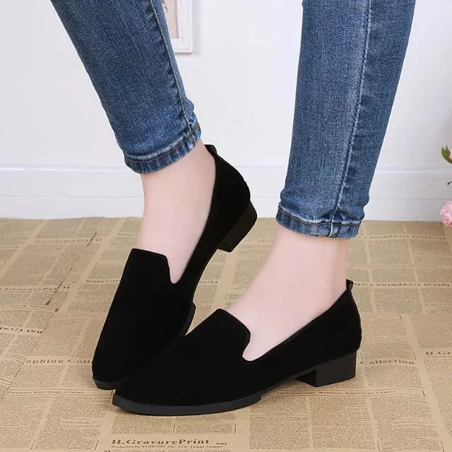 Женские Фланелевые лоферы на низком квадратном каблуке для отдыха Zapatos De Mujer лето