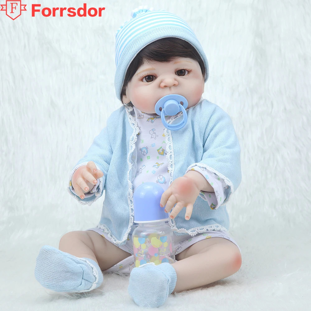 Forrsdor 55 см Лидер продаж светло голубая Пижама реалистичный мягкий силиконовый