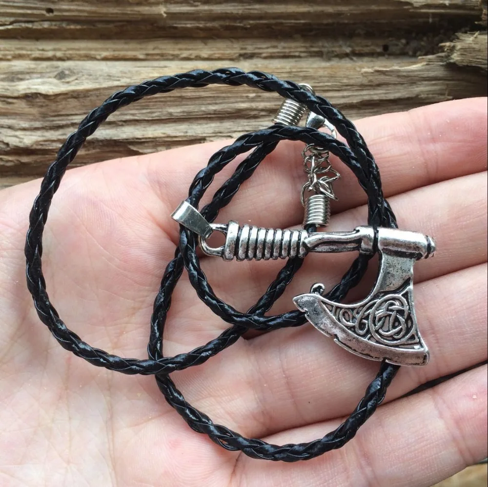 Античное серебро славянские топор Perun кулон ожерелье опала Viking заводской цене