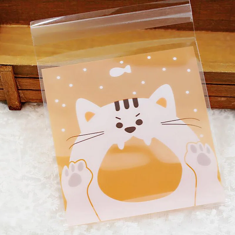 Hot 100Pcs Cute Cartoon Citten Owl Squirrel Pig Pattern Plastic DIY Cookie Packaging Bags Wedding Gifts Candy Snack Food | Дом и сад