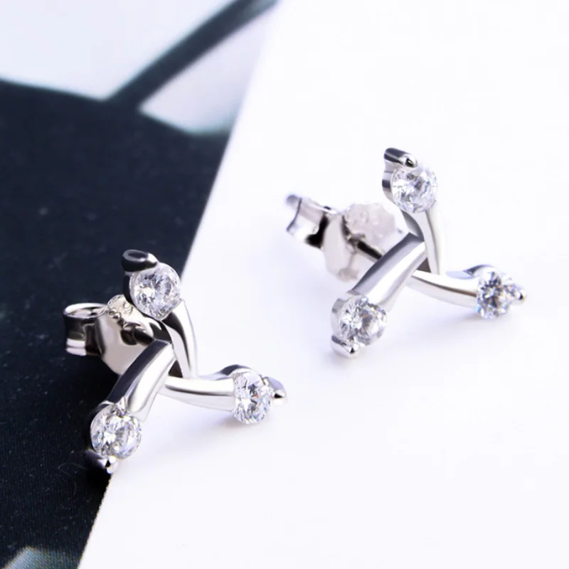 Женские Треугольные Серьги-гвоздики простые серьги из стерлингового серебра 925