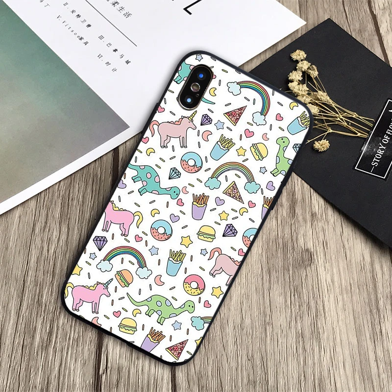 Мягкий силиконовый чехол с радужным единорогом для iPhone 6 6plus 7 8plus 5 5S 5C SE X XS XR