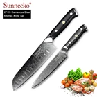 Набор ножей шеф-повара SUNNECKO VG10 из дамасской стали, острые кухонные инструменты для приготовления пищи, рукоятка G10, 2 шт.