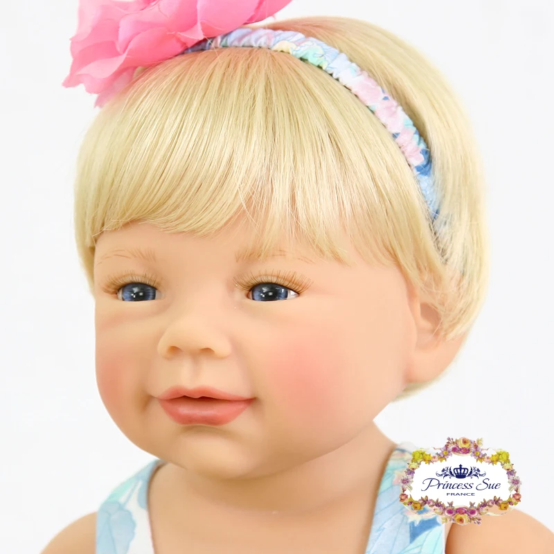 Bebe reborn 22 дюймов полное тело виниловых Reborn для маленьких девочек куклы Высокое