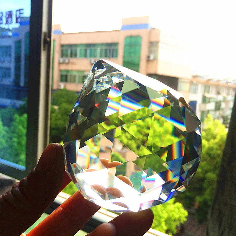 

20PCS 80mm Many Faceted Sides Transparent Crystal Glass Chandelier Ball With One Hole Hanging Sparkle Suncatcher Feng shui Ball