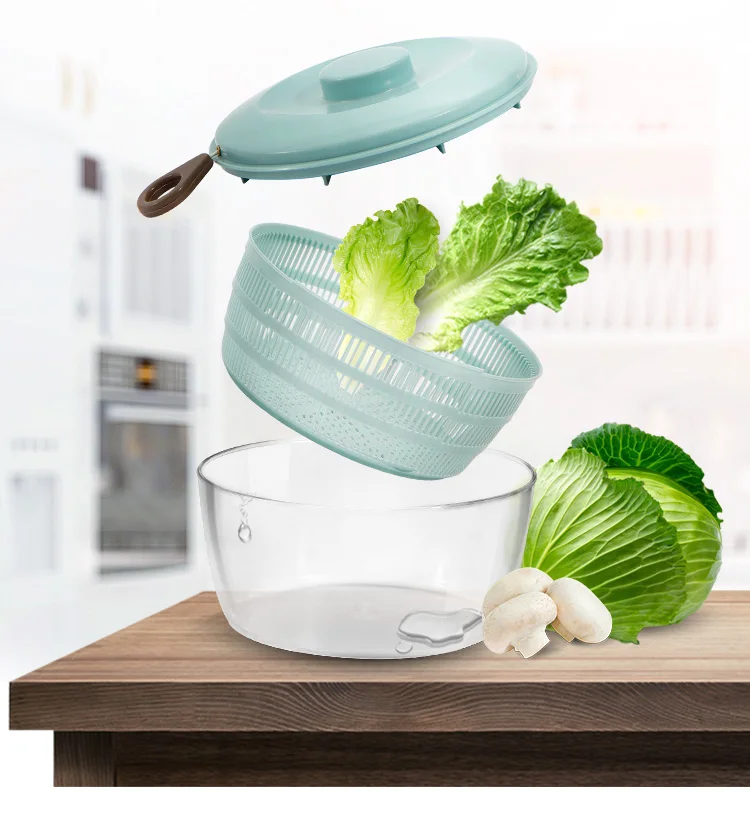 Gemakkelijk Spin Salade Spinner Keuken Acccessories Groenten Dehydrator Droger Fruit Vergiet Mand гаджеты Gereedsc|Приборы для