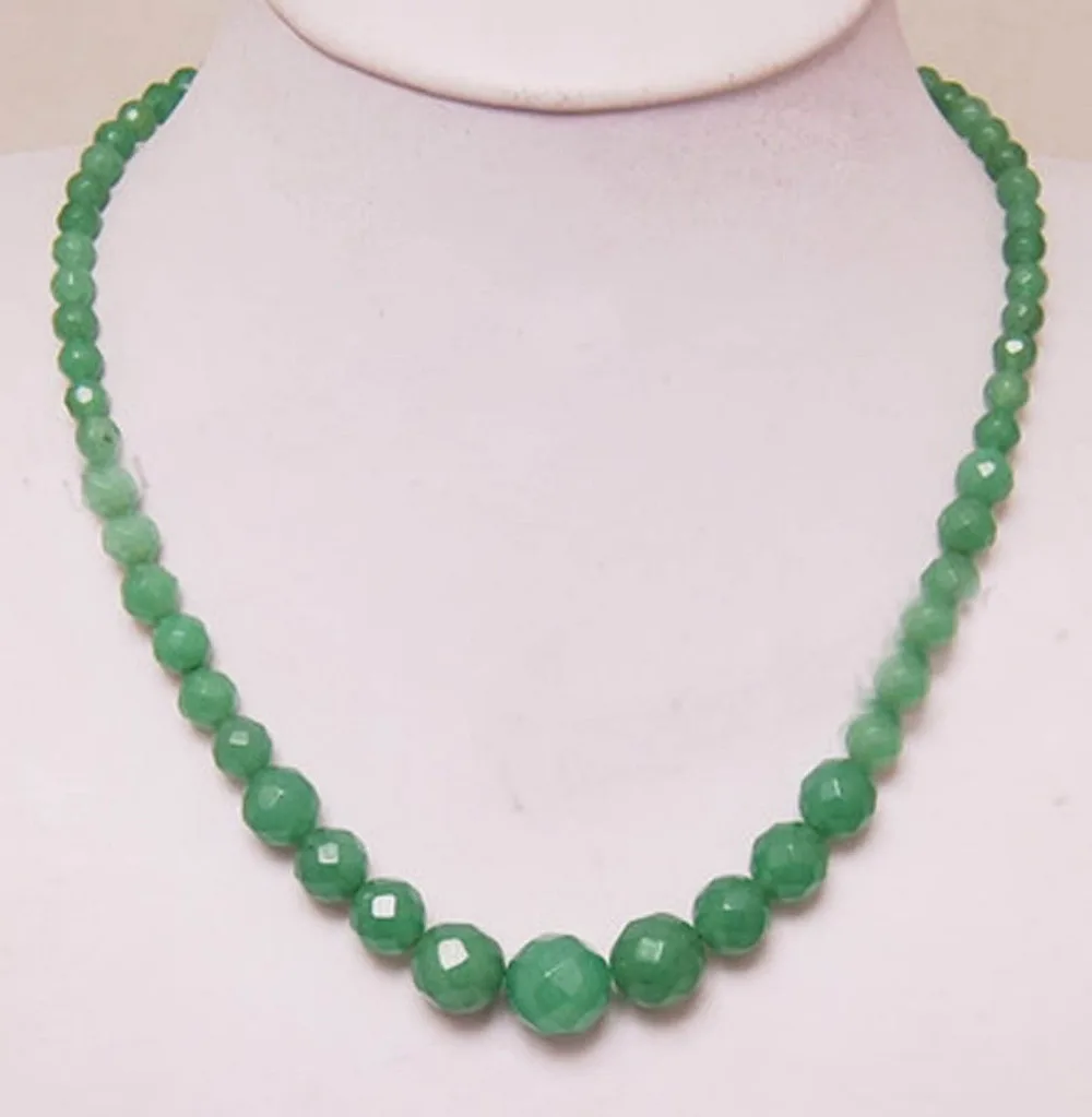 

ddh003802 Jewelry 6-14mm Natural Emerald Faceted Beads Necklace 18"