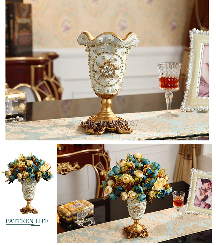 

Luxury resin vases Dining Table Vase Decoration, retro European style living room furniture decoration