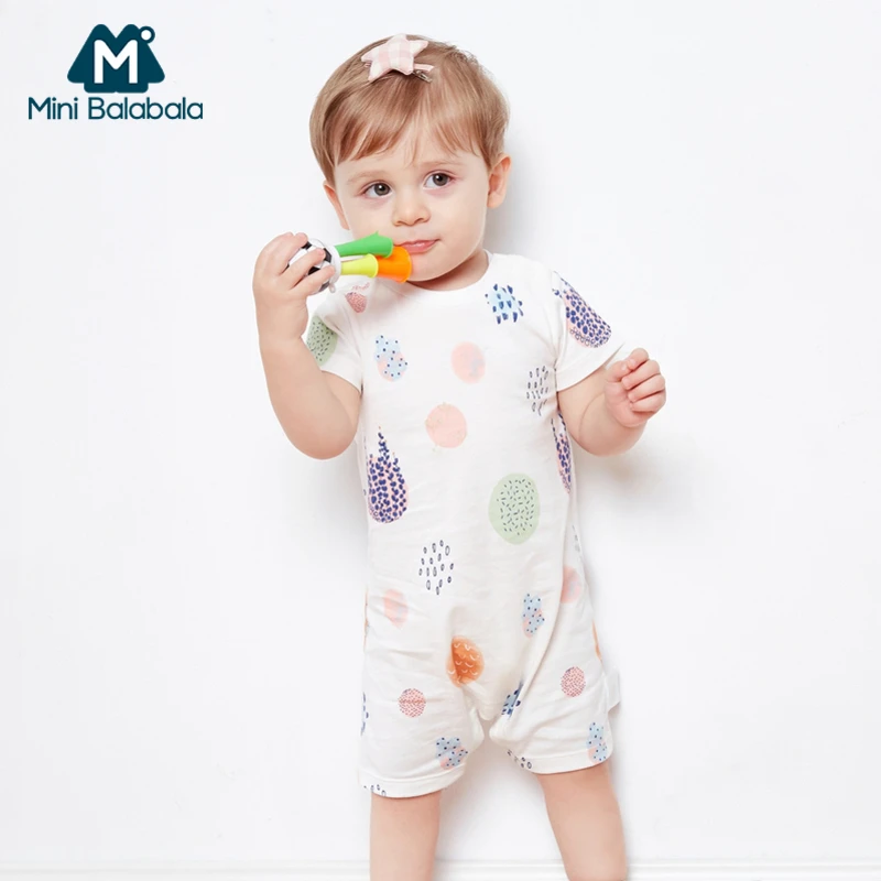 Мини Balabala Babys 100% мягкий хлопковый комбинезон с принтом открытым плечом для