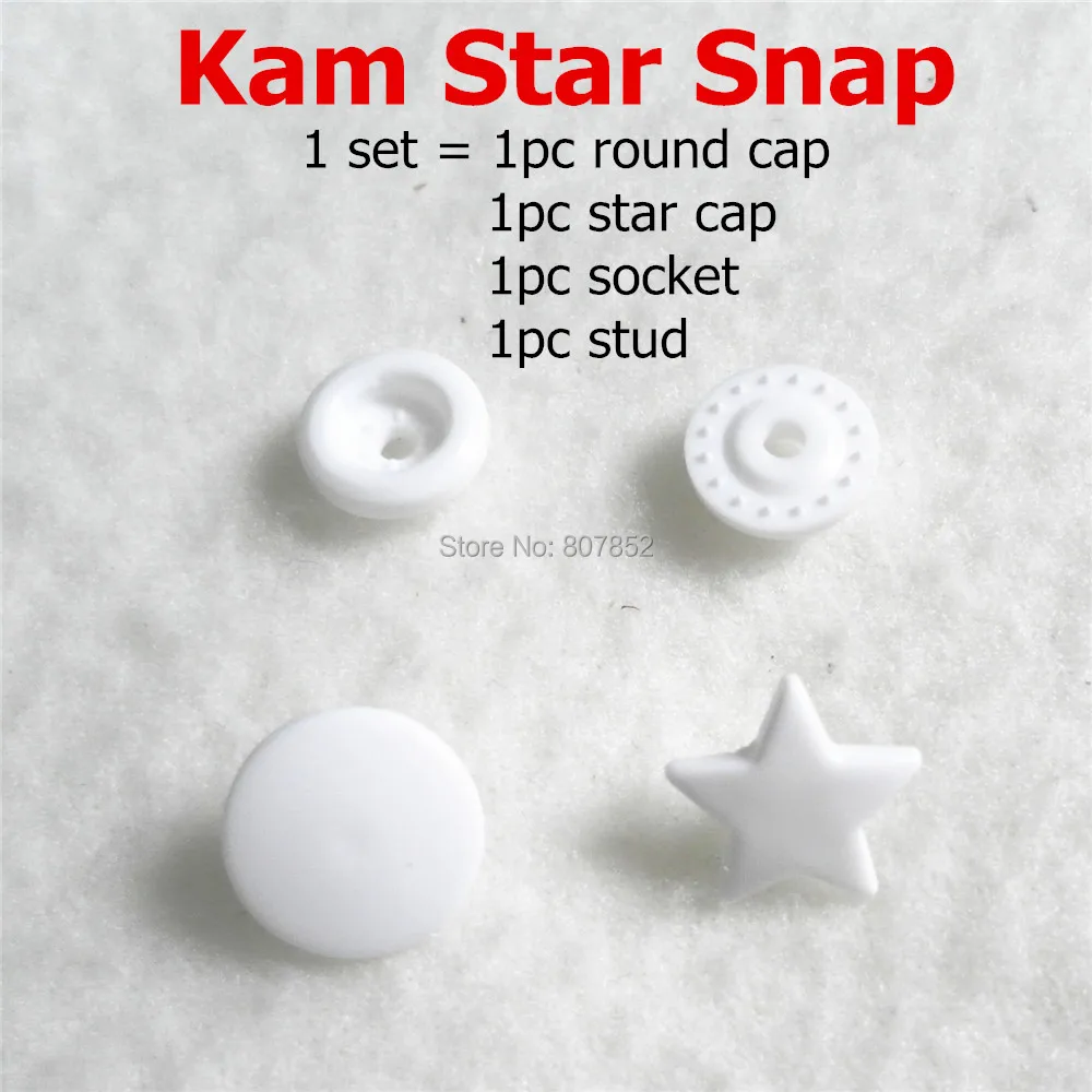 (200 комплектов звездочек + 200 в виде сердца) KAM T5 Star Heart пластиковые застежки-кнопки