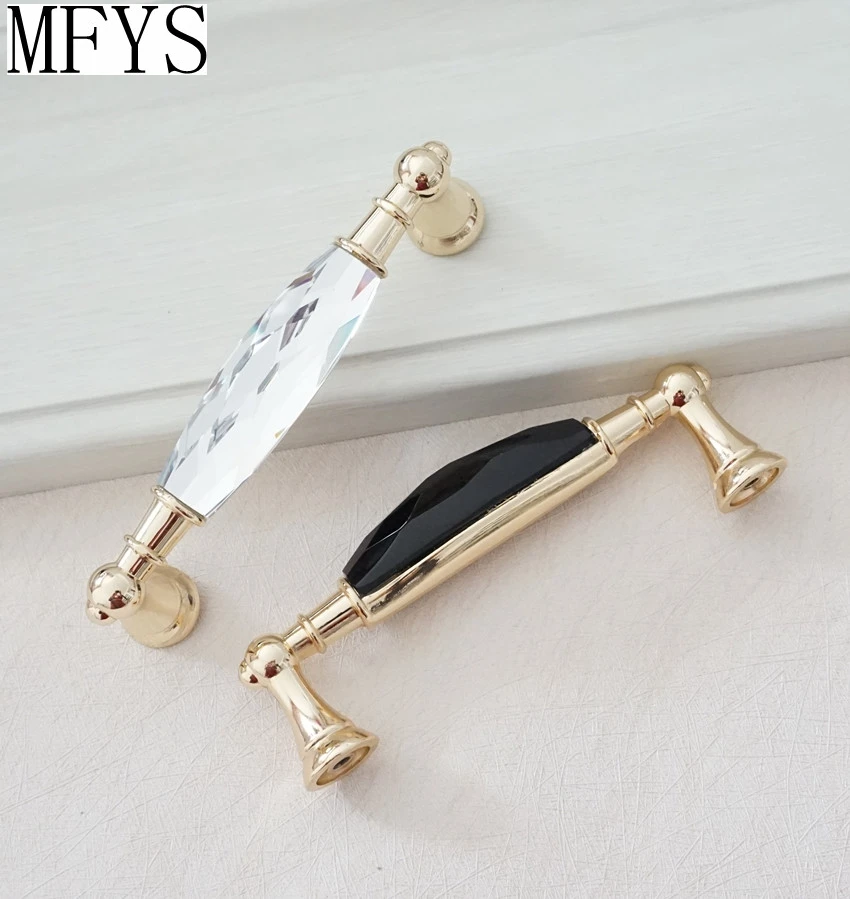 3,7" 5" Кристальные рукоятки, Ручки ящиков, ручки для комода, ручки черного и чистого золота/Роскошные стеклянные ручки для кухонного шкафа, Декор