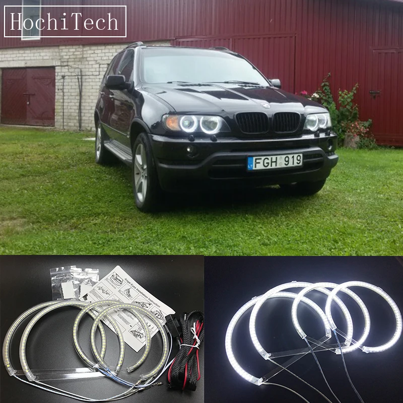 

HochiTech Ultra bright SMD светодиодный Angel / demon Eyes LED head светильник halo ring kit дневсветильник Белый для Bmw E53 X5 1999-2004