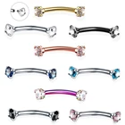 1 шт. стальной кристалл драгоценный камень брови кольцо для козелка спиральная ладья серьга пирсинг изогнутый банан пирсинг украшения для губ Спиральные кольца ювелирные изделия 16 г