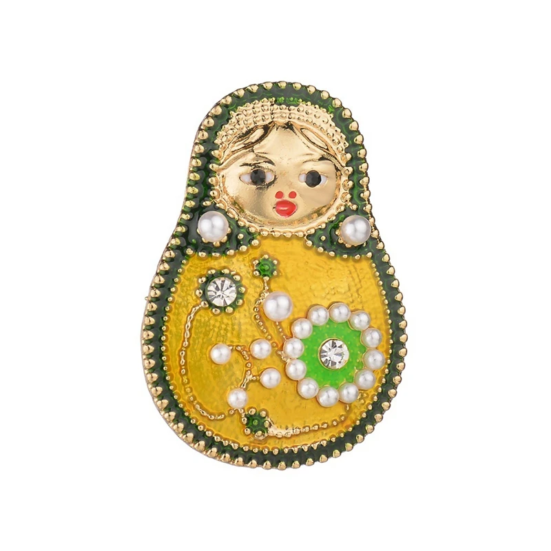 Милая фигурка русская кукла эмаль броши Esmaltes имитация жемчуга девушка костюм
