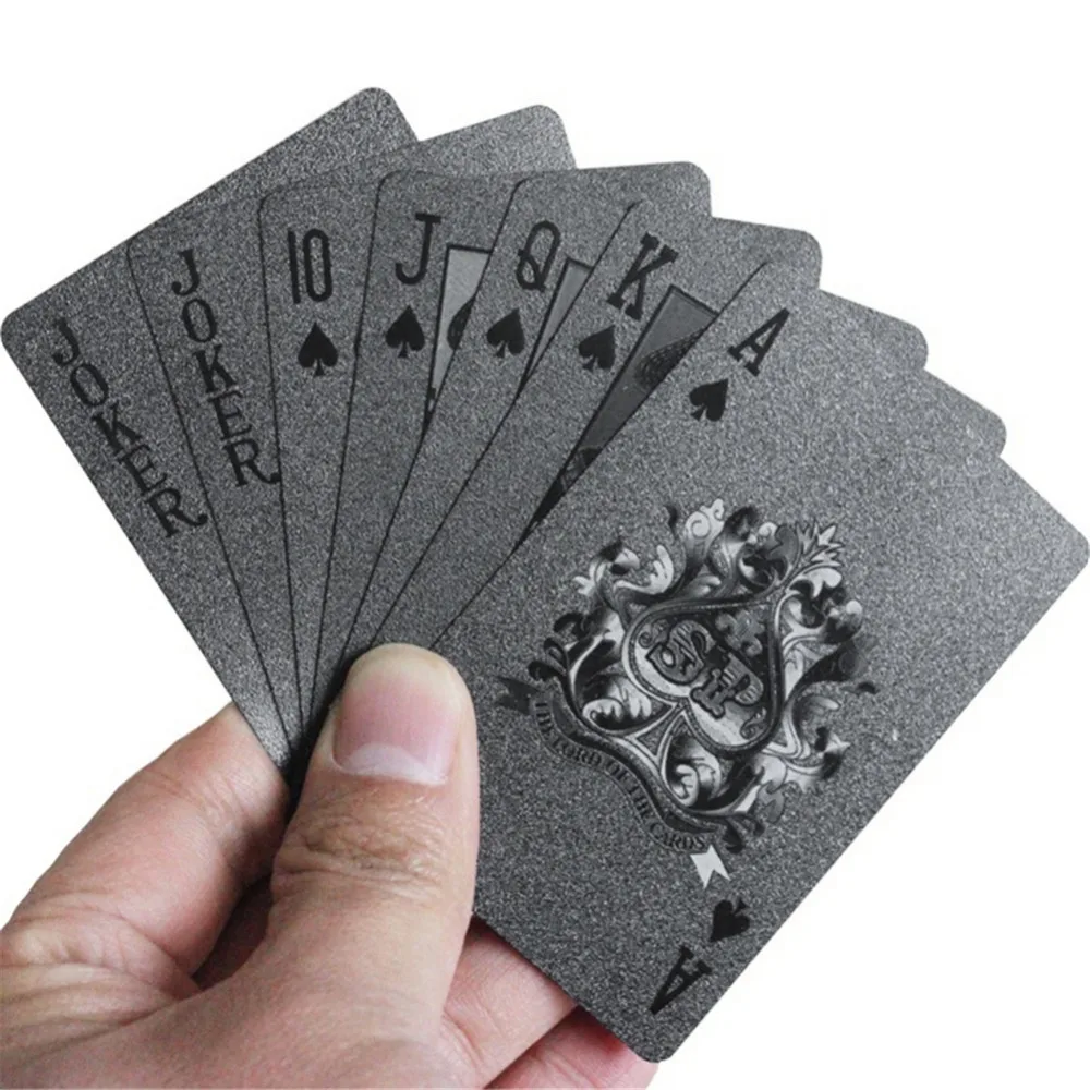 

Black Poker Card Plastic Playing Cards Board Games Waterproof 24k Gold Plastic Cards Magic Gift Collection
