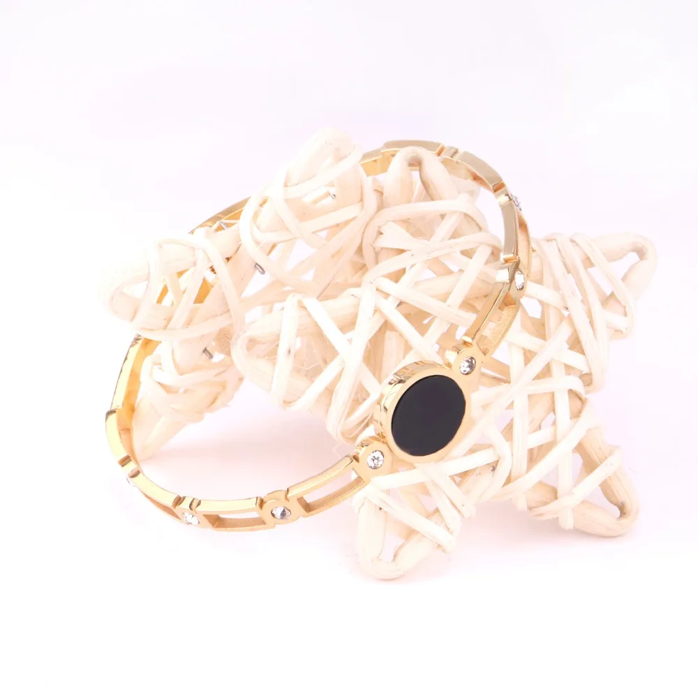 Роскошные золотые браслеты-манжеты mujer pulseras из нержавеющей стали круглые