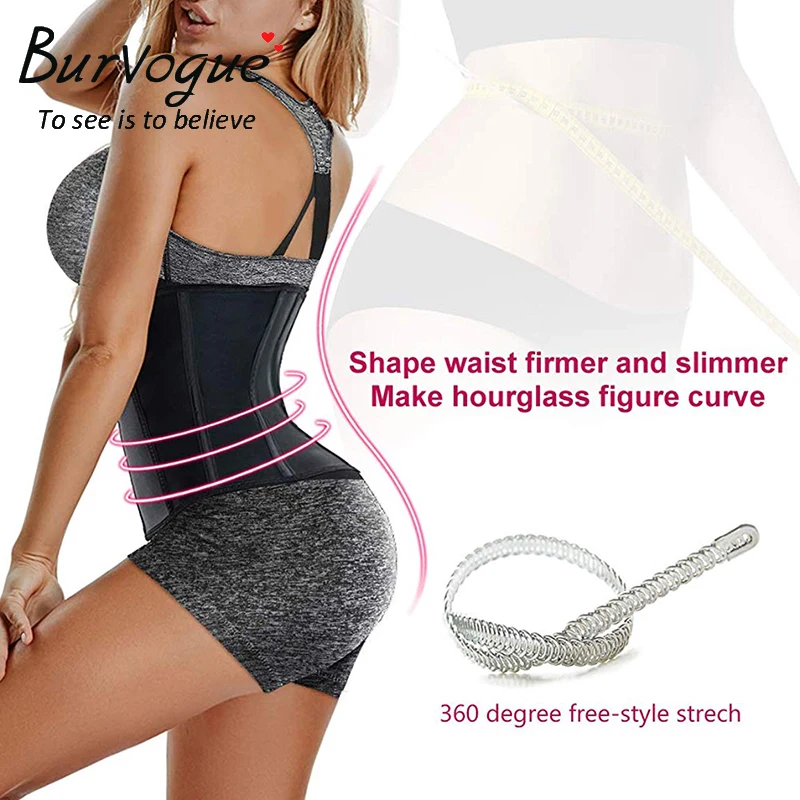Burvogue Corset Abdominal Belt Compression Latex Waist Cincher Underbust Body Shaper Fajas Sweat Trainer Plus Size | Женская одежда