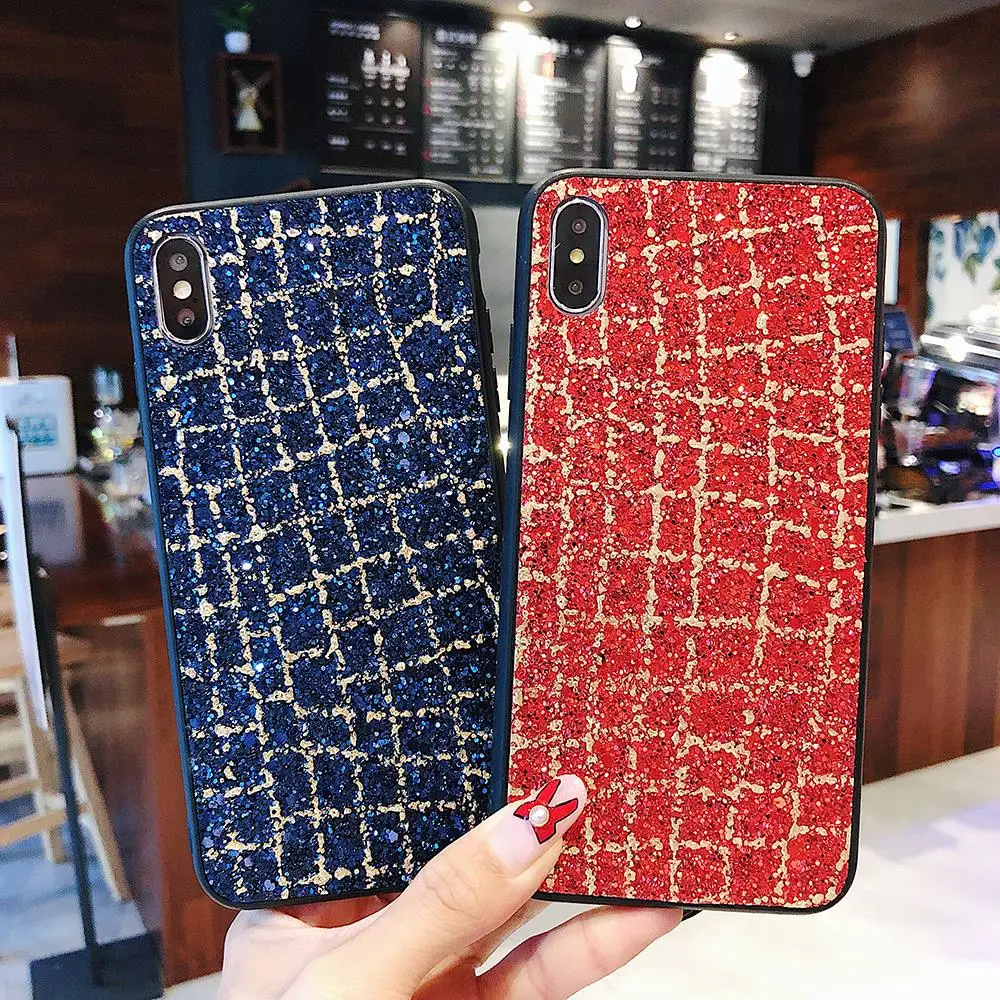 KISSCASE роскошный блестящий чехол для iPhone 5 5S SE телефона 6 6S 7 8 Plus Чехлы в клетку X XS MAX XR