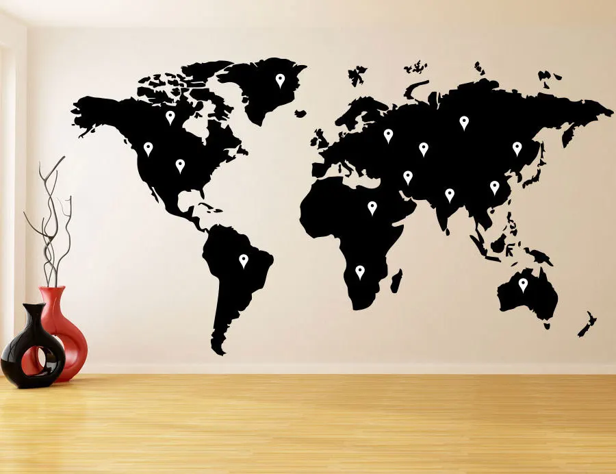 Vinyl wall applique world icon point landmark fashion home living room sticker children's decoration DT19 | Дом и сад