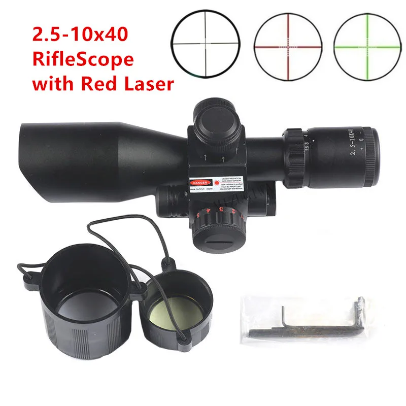 Тактический MIZUGIWA 2 5 10x40 RifleScope красный лазерный двойное освещение Mil dot ж/рельсовые