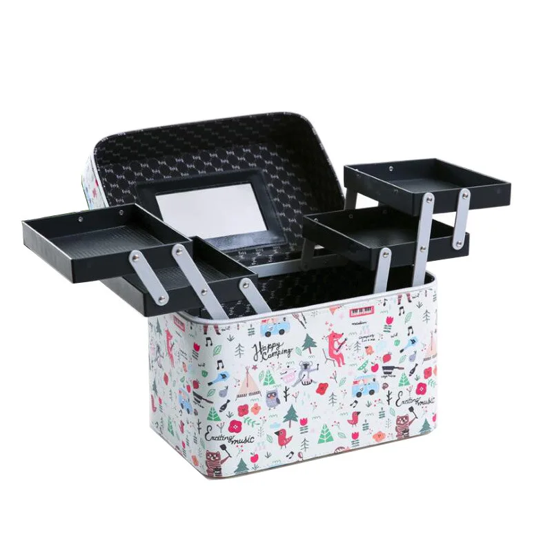 Women Makeup Bag PU Leather Cosmetic Case Organizer Storage Box Beautician Toiletry Flower Travel Bags ZF9992|Косметички| |