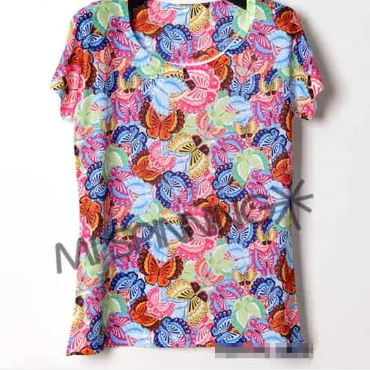 Summer Cotton Blends Women Butterfly Print T Shirt Tee roupas femininas Plus Size Short Sleeve T-shirts Cropped Tops For | Женская