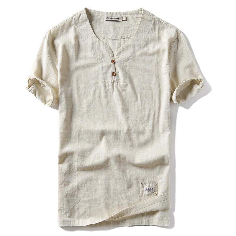 Мужская футболка с коротким рукавом IEMUH хлопковая льняная треугольным