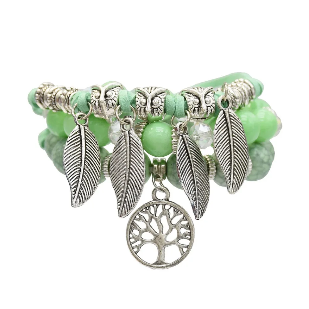 Tibet Vintage Resin Crystal Bracelet &amp Bangle Pulseras Ethnic Jewelry Boho Multilayer Bead Tree of Life Bracelets for Women Men |