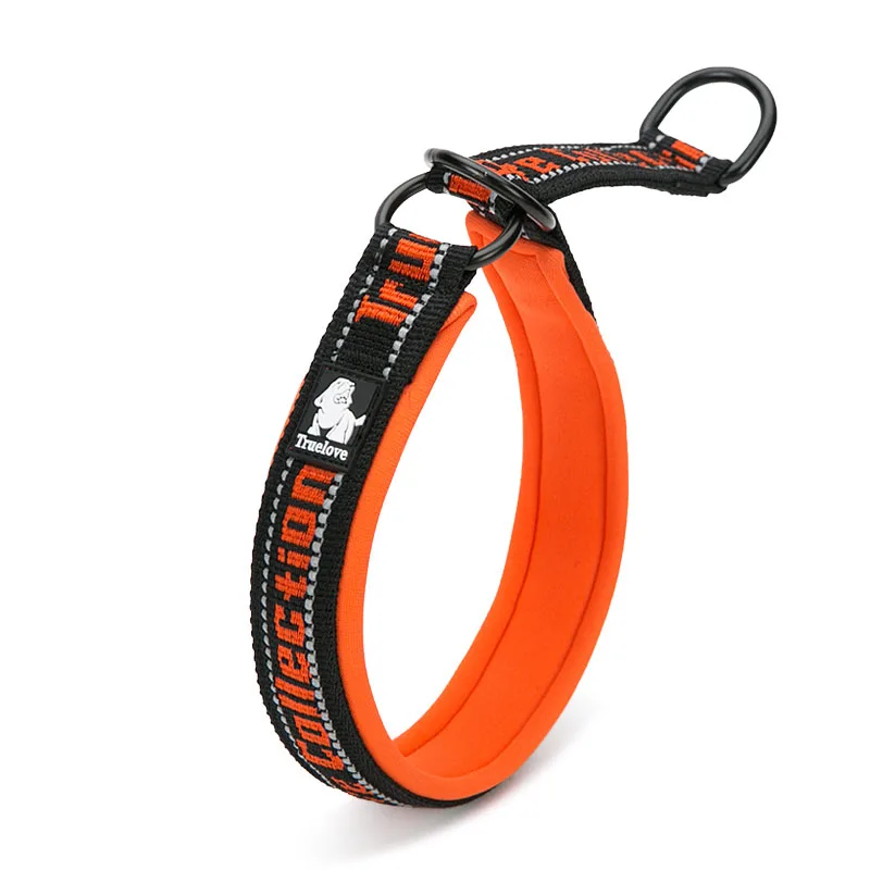 Orange Truelove неопреновый Чокер "собака" ошейник нейлоновый мягкий вышивальный ошейник для собак тренировочный светоотражающий Регулируемый ошейник питбуля - Цвет: Orange