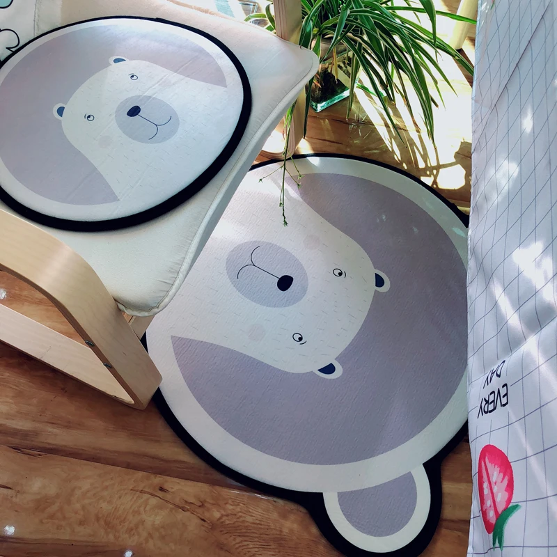 Белый серый мультфильм животных Медведь Лиса панда круглый для гостиной спальня home декоративный ковер коврик для детей и малышей#2