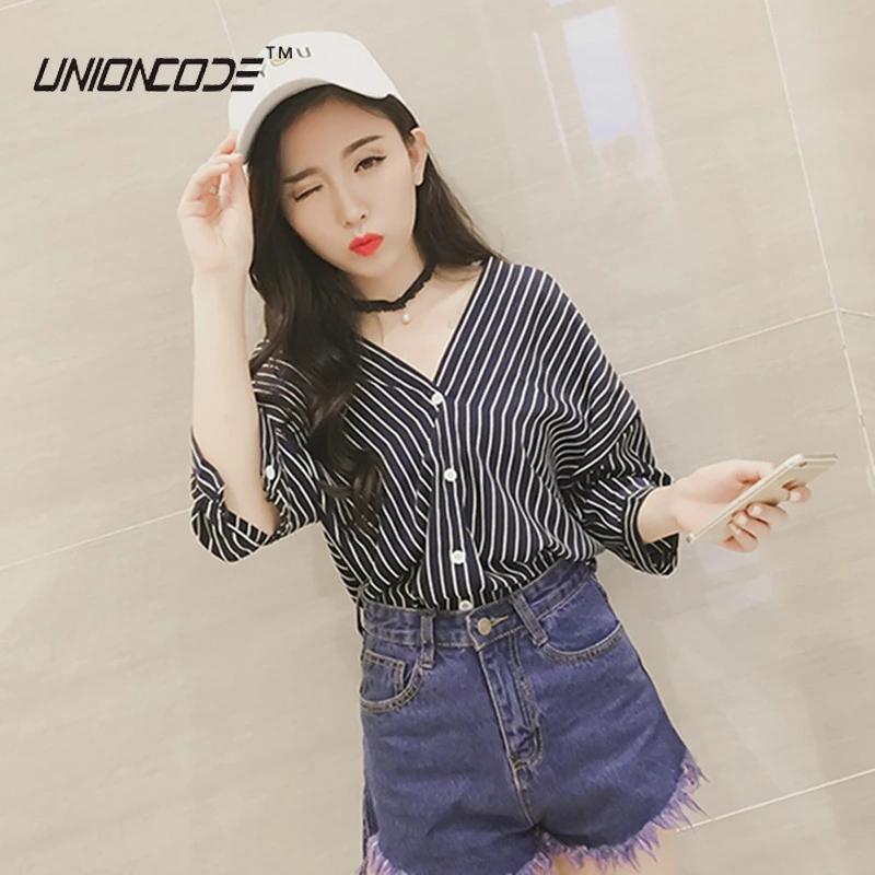 

women sexy striped pleated shirts lantern sleeve turn down collar blouse female casua tops blusas YQ72
