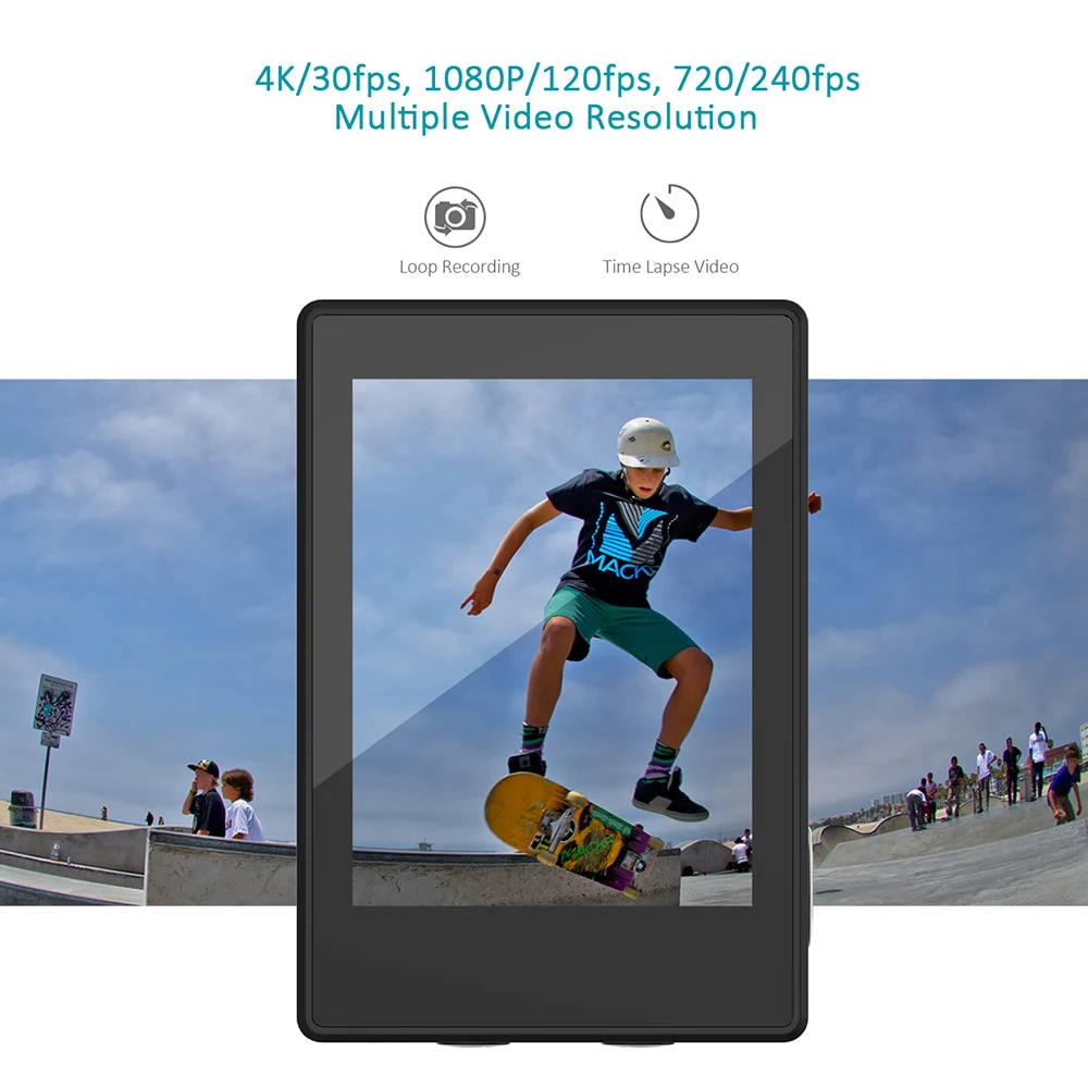 4K Ультра HD WiFi Спортивная Экшн-камера 16MP 166 ° широкоугольный ЖК-экран 60 метров