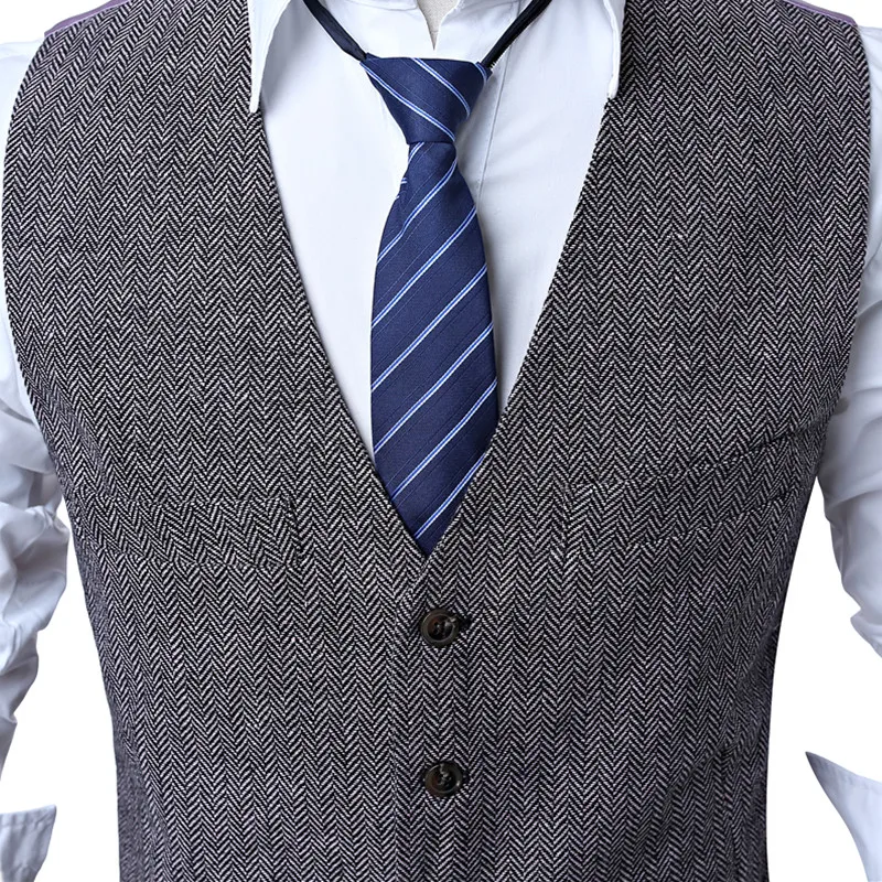 Мужские жилетки с узором в елочку твидовые тонкие мужские на заказ без рукавов