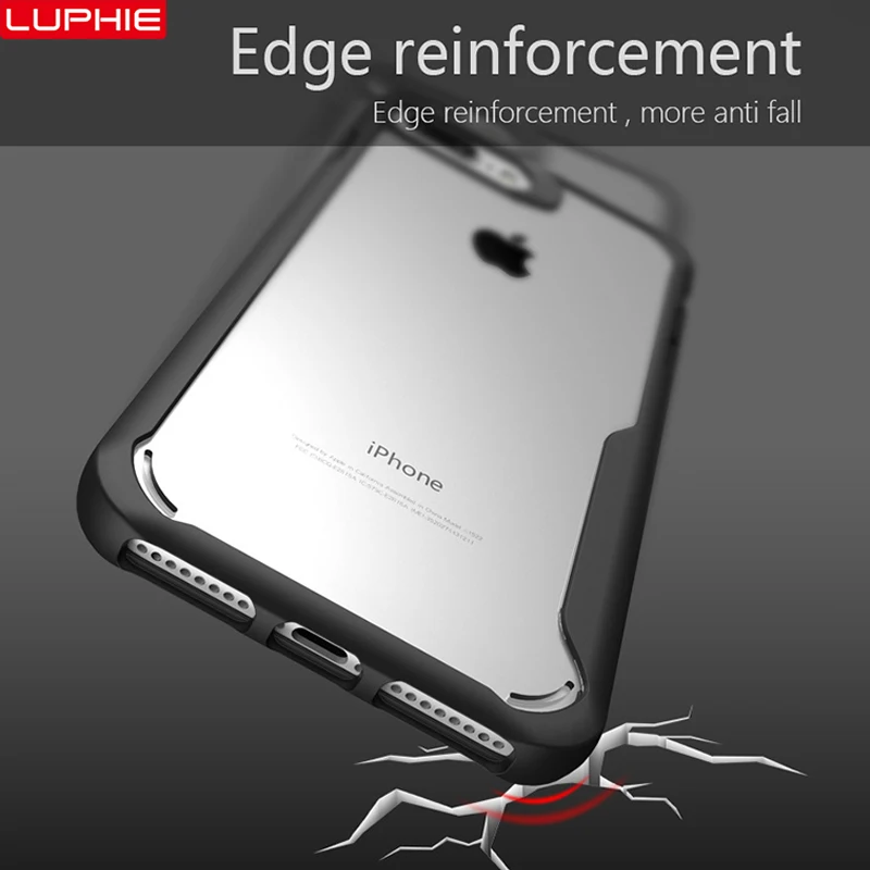 LUPHIE противоударный защитный чехол для iPhone 11 12 Pro XR 8 7 Plus Прозрачный 6 XS Max роскошный