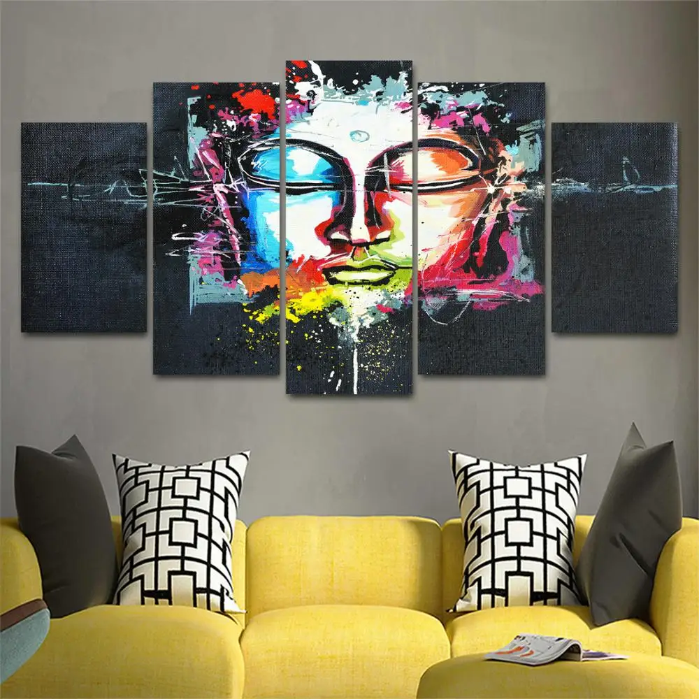 

Drop shipping 5 Panel Wall Art Pictures Canvas Painting abstract canvas poster painting decoration for living room LW238
