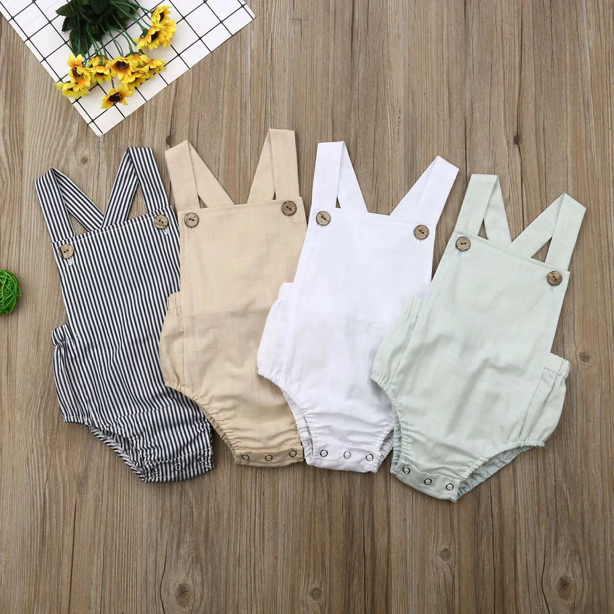 IMCUTE Summer Light Green Clothes Sleeveless Cotton Bib Jumpsuit 2019 New Solid Baby Girl's Romper Newborn | Мать и ребенок