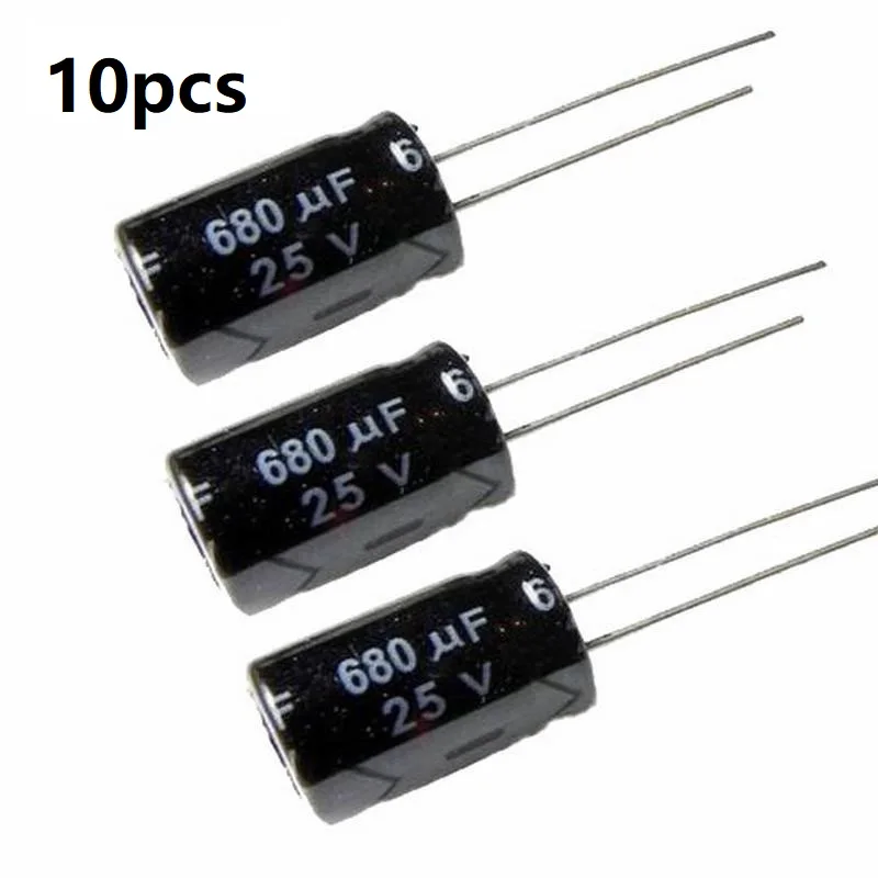 10 шт./лот 680 мкФ 25V радиальный алюминиевый электролитический конденсатор мм x 17 |