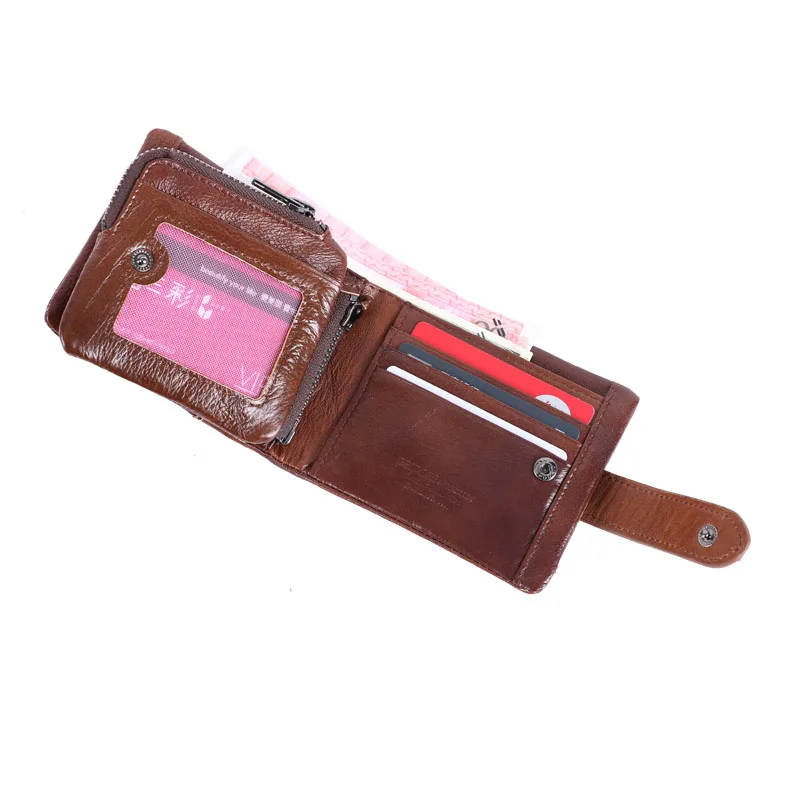 Мужской короткий кошелек SYNARA из натуральной кожи на молнии с отделением для карт