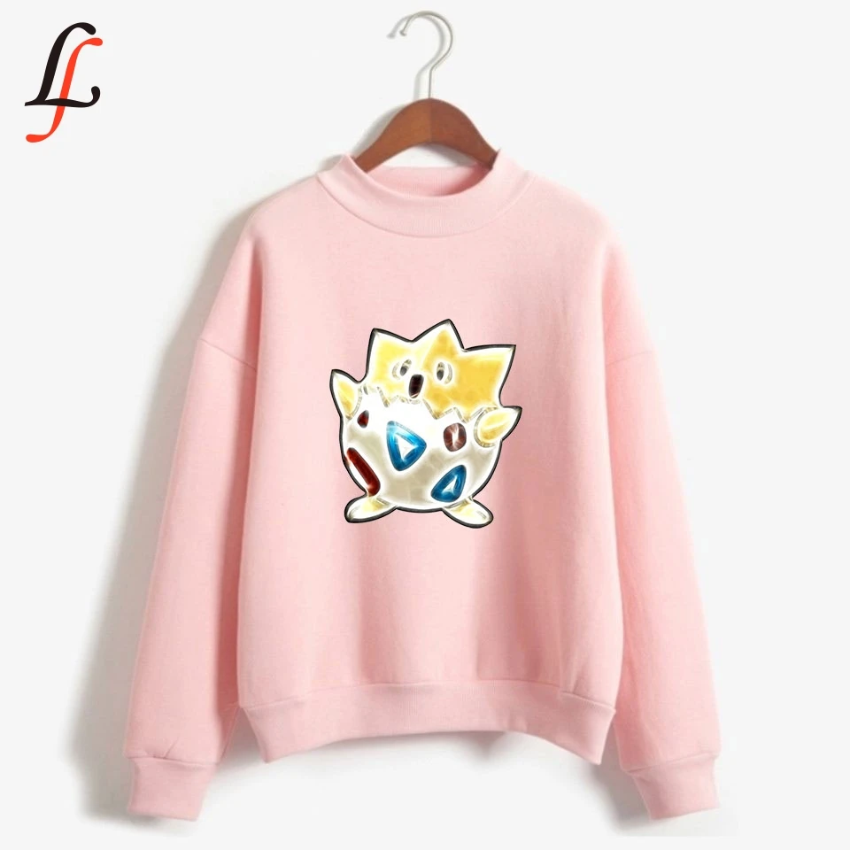 Толстовка с капюшоном и высоким воротом Pikachu Kpop Харадзюку Женская одежда