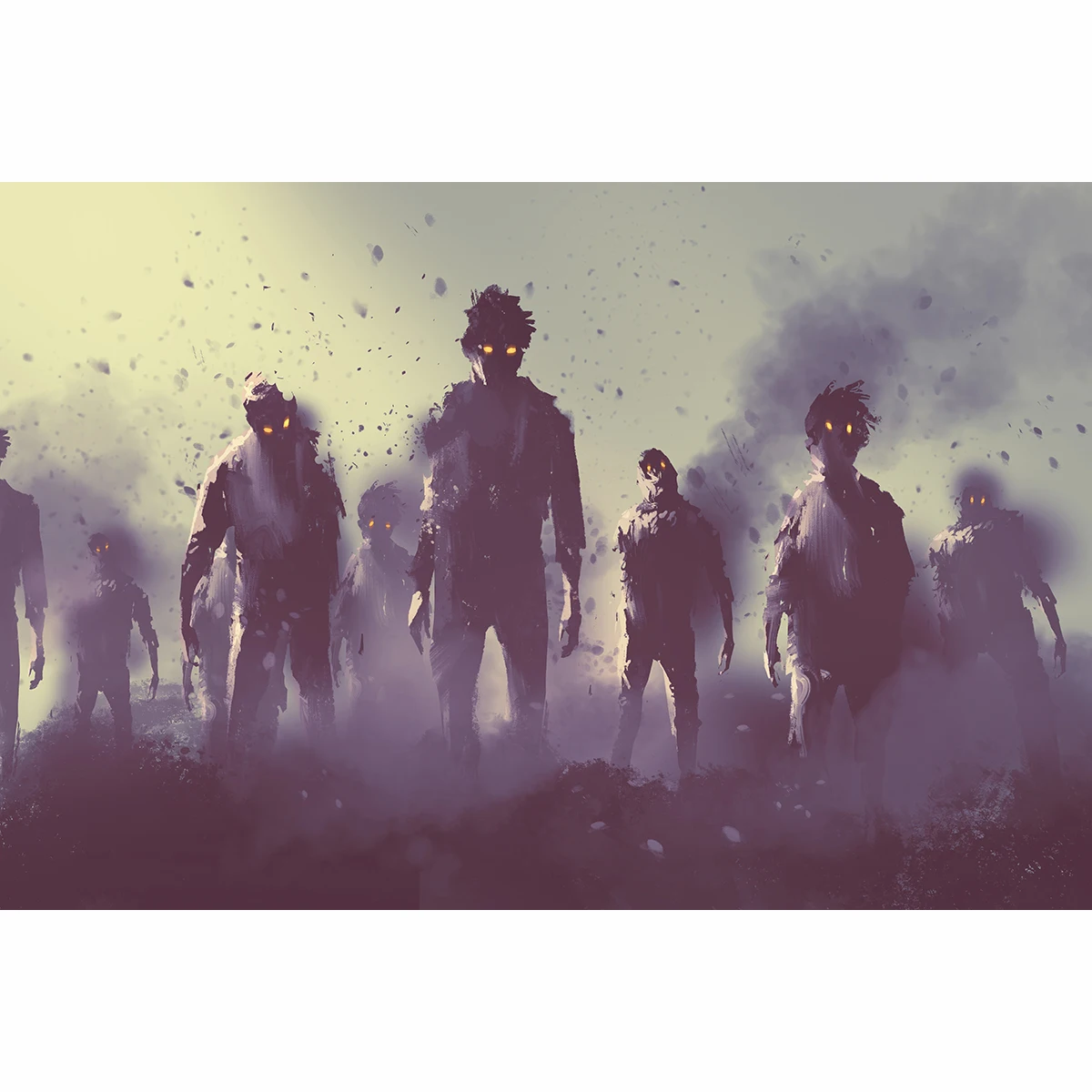 Фон Funnytree для фотостудии Хэллоуин руины Судный день зомби выживать темноту