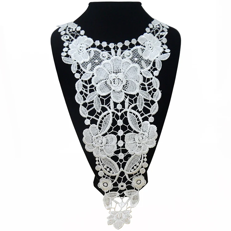 

White Embroidery Craft Collar Applique Patches Neckline Lace Fabric Polyester Long Sew DIY Accessories