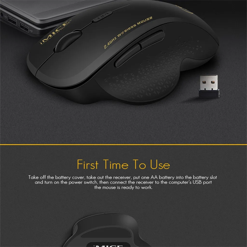 IMICE G6 6 клавиш 2,4 ГГц 800-1200-1600 dpi Третий механизм беспроводная мышь Мыши и usb-приемник для ПК ноутбука регулируемые Игровые мыши