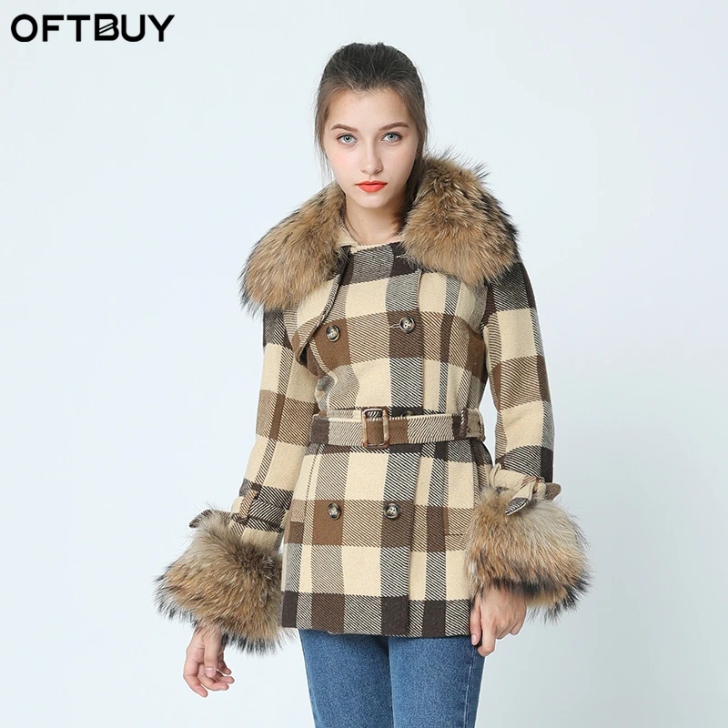 Женское пальто OFTBUY повседневное осенне зимнее с воротником из натурального меха