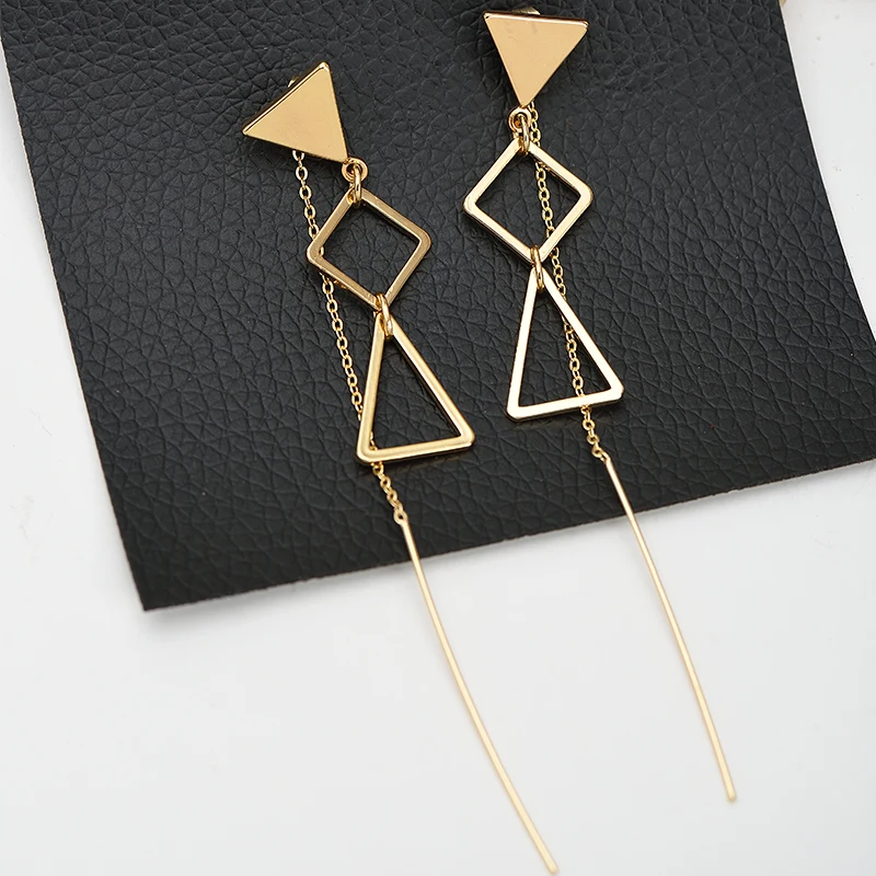 Женские Треугольные Серьги-гвоздики из цинкового сплава длинные серьги-гвоздики