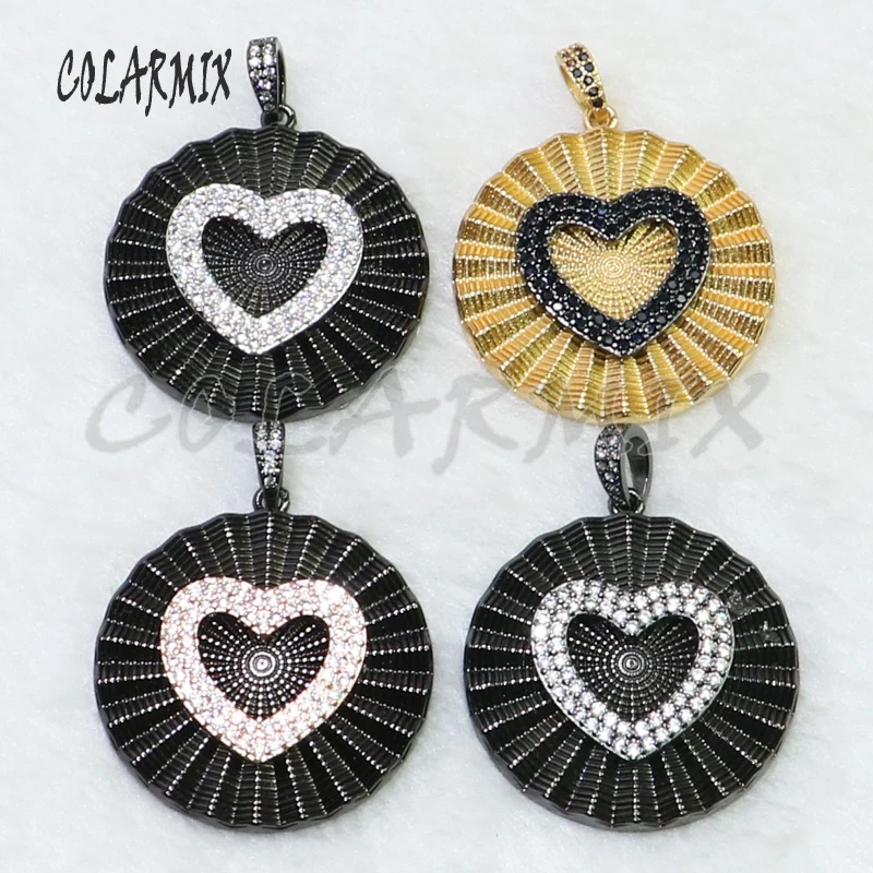 

4 Pcs Fashion zircon charms pendant wholesale jewelry gift for lady heart shape metal jewelry pendant for jewelry making 5141