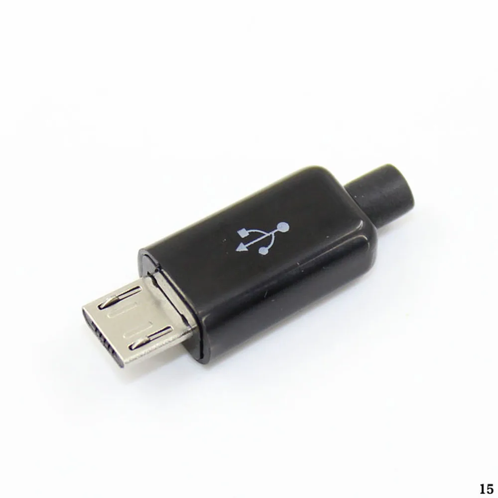 

ChengHaoRan 500pcs Micro USB 5Pin Male connector plug Black/White welding Data line interface DIY data cable