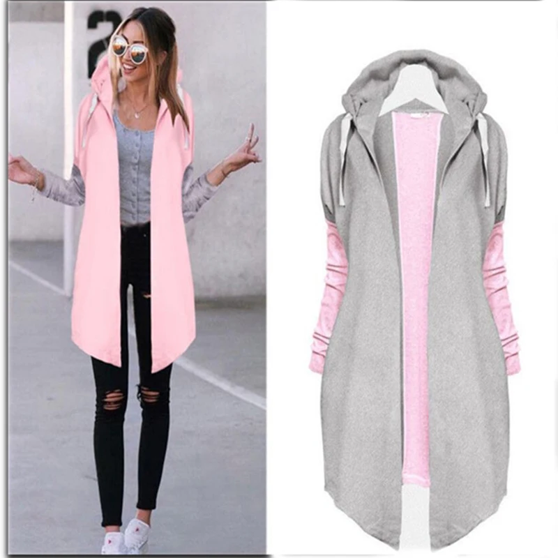 

Autumn Long Cardigans Women Fashion Clothing Patchwork Casual Long Coat Women's Hoody Jacket Spring Outerwear Coats Female