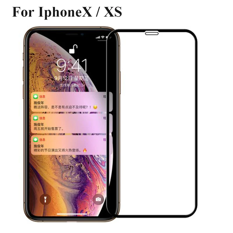 Черное ультратонкое закаленное стекло 9H для iphone X XS iphoneXS iphonex Защитная пленка