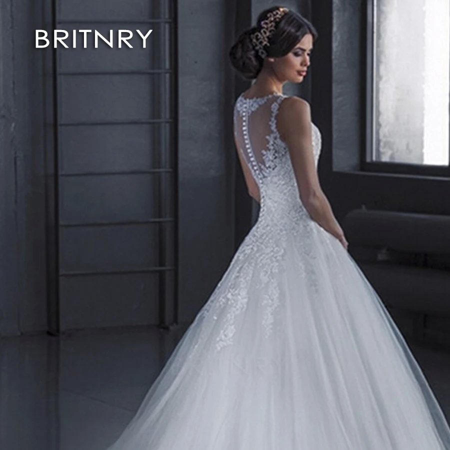 

BRITNRY Sexy A-Line Lace Wedding Dress 2020 Romantic Robe De Mariage vestido de noiva Elegant Wedding Dresses