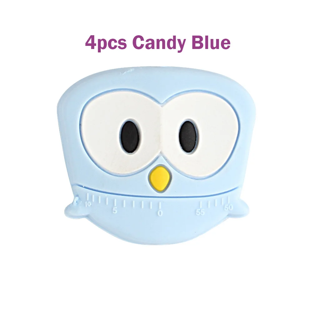 4pcs Candy Blue 4/8 шт. силиконовые бусины против грызунов нового дизайна с рисунком Совы Силиконовые Прорезыватели для зубов аксессуары Силиконовый грызунок делая Цепочки и ожерелья с подвесками детские товары - Цвет: 4pcs Candy Blue